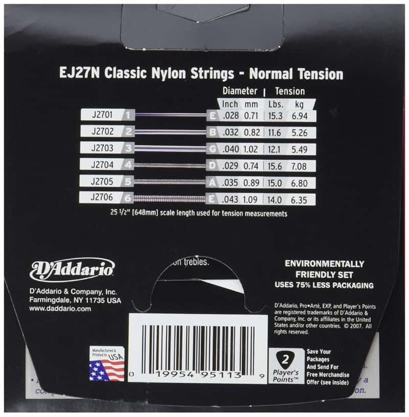 D'Addario EJ27N Student Nylon Classical Guitar Strings, Normal Tension