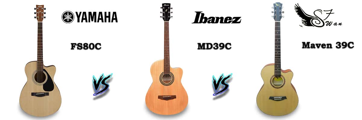 Yamaha FS80C vs Ibanez MD39C vs Swan7 39C Cutaway Acoustic Guitar