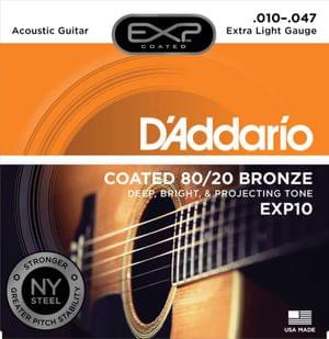 D Addario EXP10 Acoustic 80 20 10-47 Coated Guitar Strings