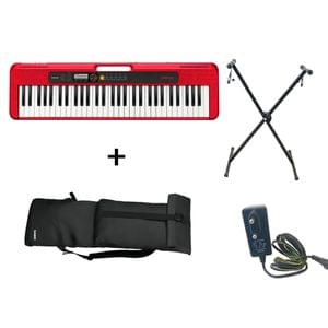Casio CT S200 Red Keyboard Combo Package with Carrying Bag Stand and Adaptor