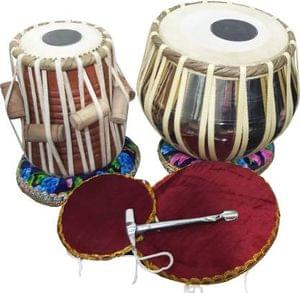 DevMusical Brass Engraved Dugga With Sheesham Wood Tabla | DevMusical