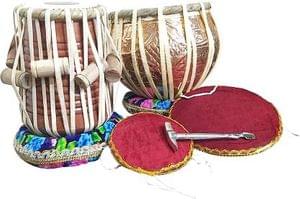 DevMusical Copper Engraved Dugga With Sheesham Wood Tabla | DevMusical