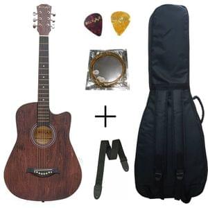 Belear I-280-WBR Couturier 38 Inch Brown Cutaway Acoustic Guitar With Bag, Strap, String and Picks