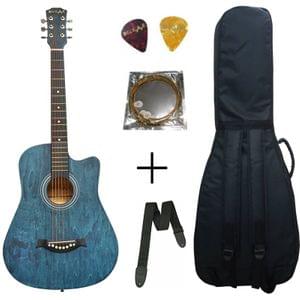 Belear I-280-WBL Couturier 38 Inch Blue Cutaway Acoustic Guitar With Bag , Strap String and Picks