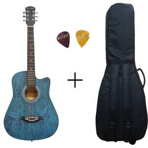 Belear I-280-WBL Couturier 38 Inch Blue Cutaway Acoustic Guitar With Bag , and Picks