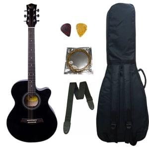 Swan7 40C Maven Series Spruce Wood Black Glossy Acoustic Guitar With Bag,Strap,String and Picks