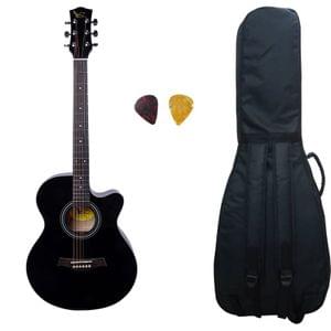 Swan7 40C Maven Series Spruce Wood Black Glossy Acoustic Guitar With Bag, and Picks