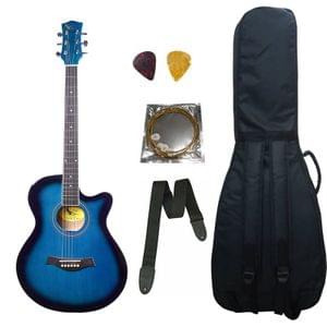 Swan7 40C Maven Series Spruce Wood Blue Glossy Acoustic Guitar With Bag,Strap,String, and Picks