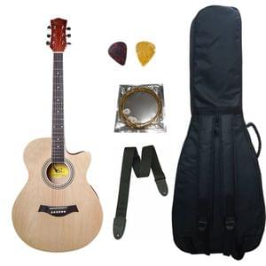 Swan7 40C Maven Series Spruce Wood Natural Glossy Acoustic Guitar With Bag,String,Strap and Picks