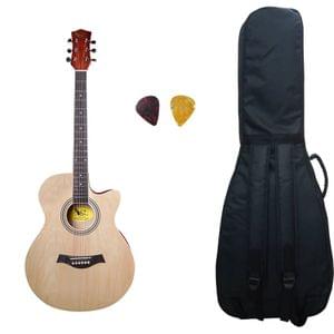 Swan7 40C Maven Series Spruce Wood Natural Glossy Acoustic Guitar With Bag and Picks