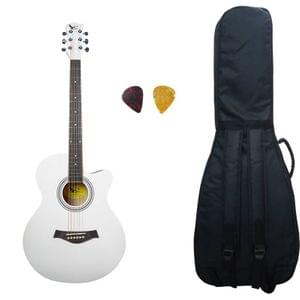 Swan7 40C Maven Series Spruce Wood White Glossy Acoustic Guitar With Bag and Picks