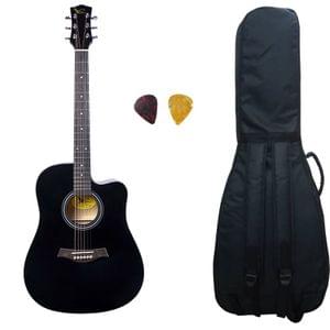 Swan7 41C Maven Series Spruce Wood Black Glossy Acoustic Guitar With Bag and Picks