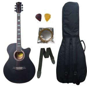 Swan7 40C Semi-Acoustic Guitar -Black Matt Maven Series with Equalizer With Bag, String ,Strap and Picks