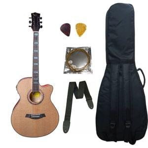 Swan7 40C Semi Acoustic Guitar Natural Matt Maven Series with Equalizer With Bag  String Strap and Picks