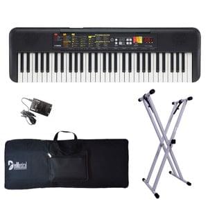 PSR F52 61 Keys Yamaha Portable Keyboard Combo Package with Adaptor Bag and Amee Grey Stand