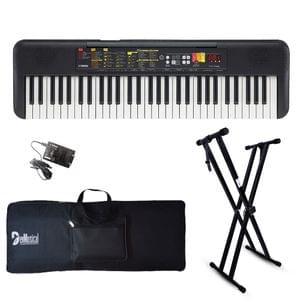 Yamaha Portable Keyboard PSR F52 Combo Package with Adaptor Bag and Black Stand