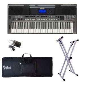 Yamaha PSR I400 Keyboard Combo Package with Adaptor, Bag, and Amee Grey Stand