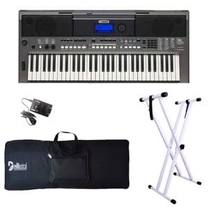 PSR I400 Yamaha 61 Keys Keyboard Combo Package with Adaptor Bag and White Stand