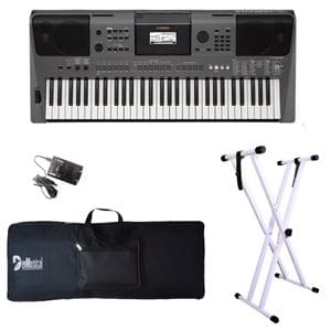 Yamaha PSR I500 Arranger Keyboard with Adaptor Bag White Stand Combo Package