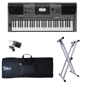 Yamaha Arranger Keyboard PSR I500 with Adaptor Bag Amee Grey Stand Combo Package