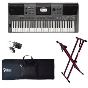 Arranger Keyboard Yamaha PSR I500 with Adaptor Bag Cherry Red Stand Combo Package